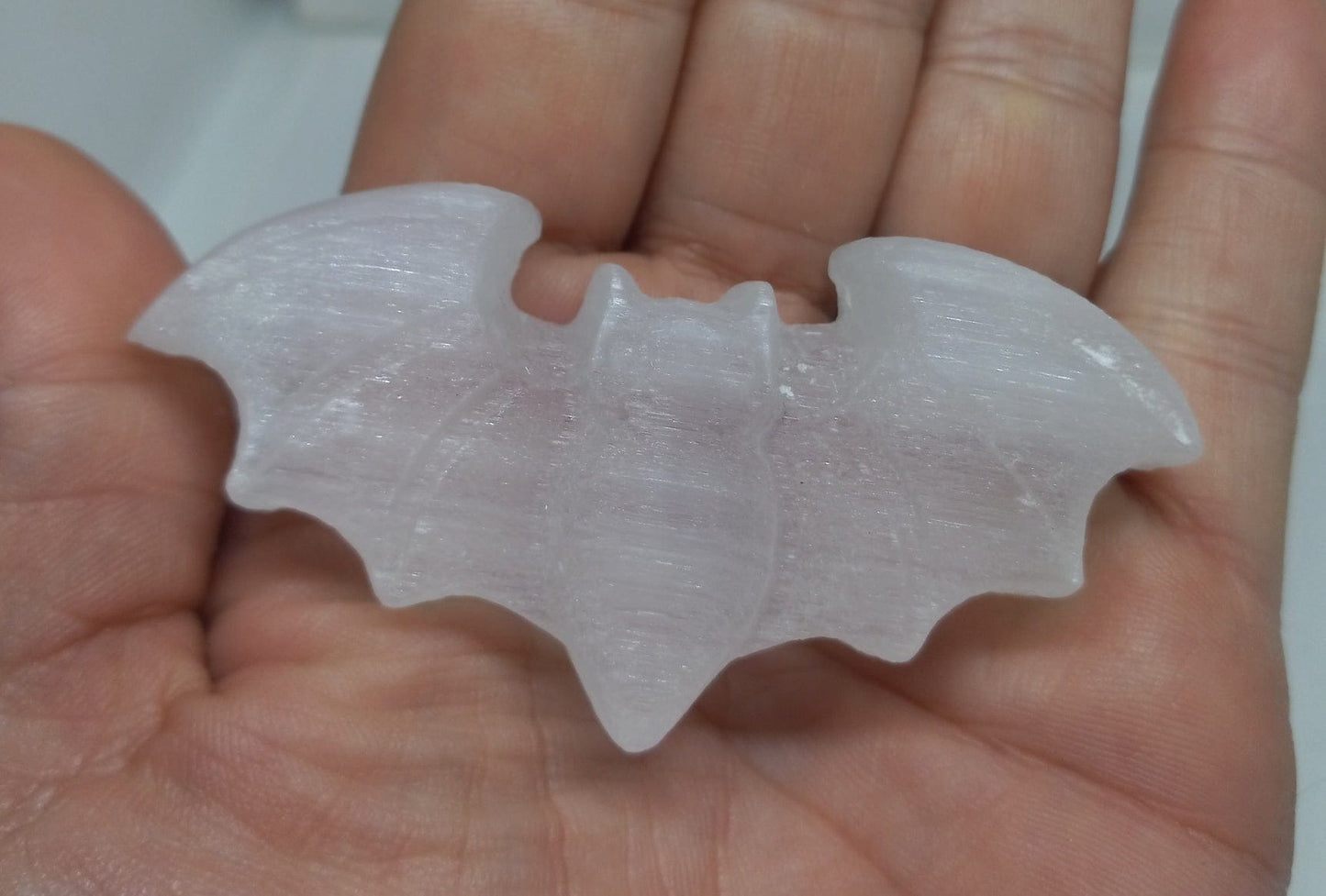 Bat shape natural selenite carved crystal- Guiding Lights Boutique 