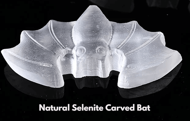 Natural Selenite Carved Bat Crystal - Guiding Lights Boutique