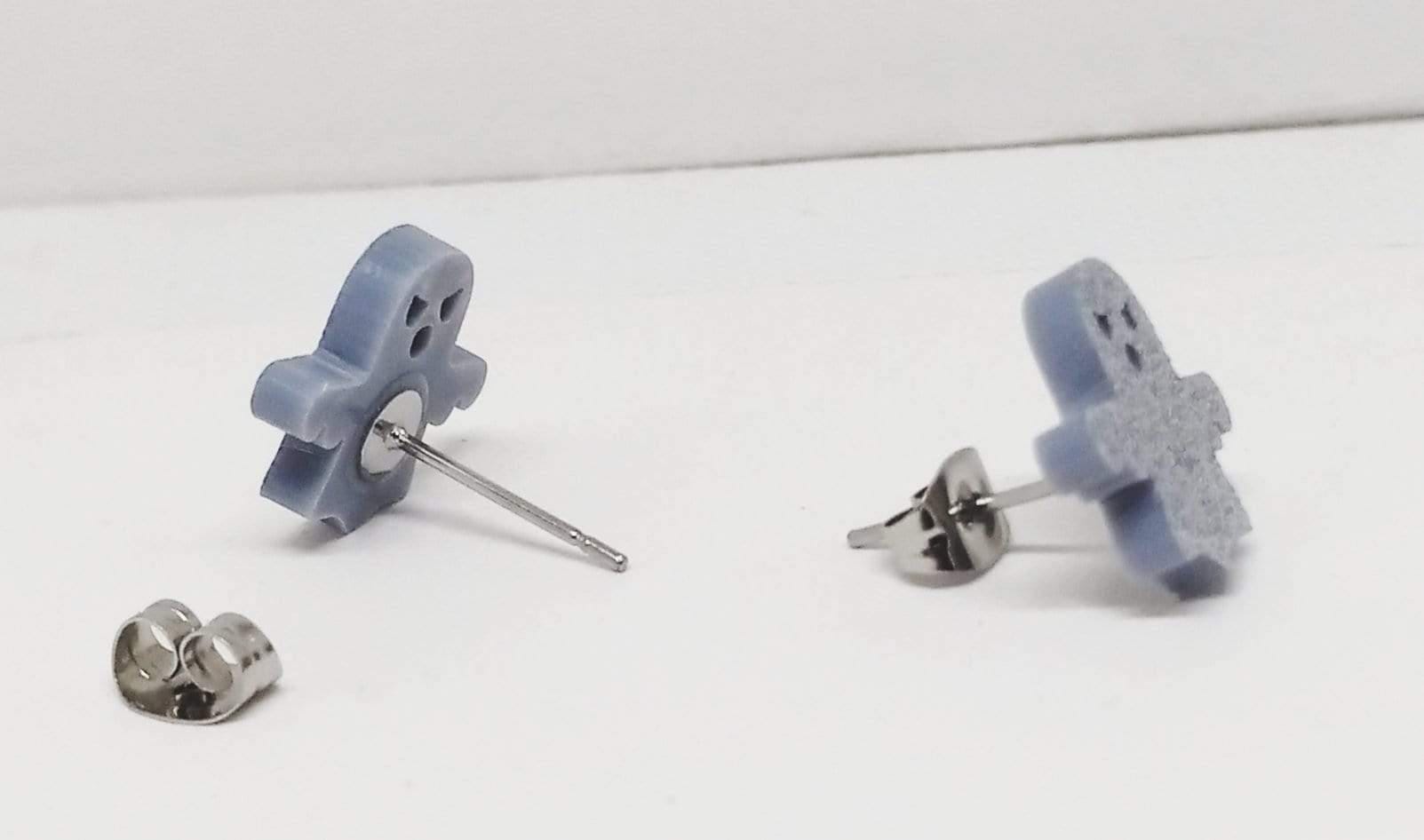 Silver Glitter Ghost Earrings Stainless Steel Hypoallergenic Stud Post Earrings Nickel Free - Guiding Lights Boutique
