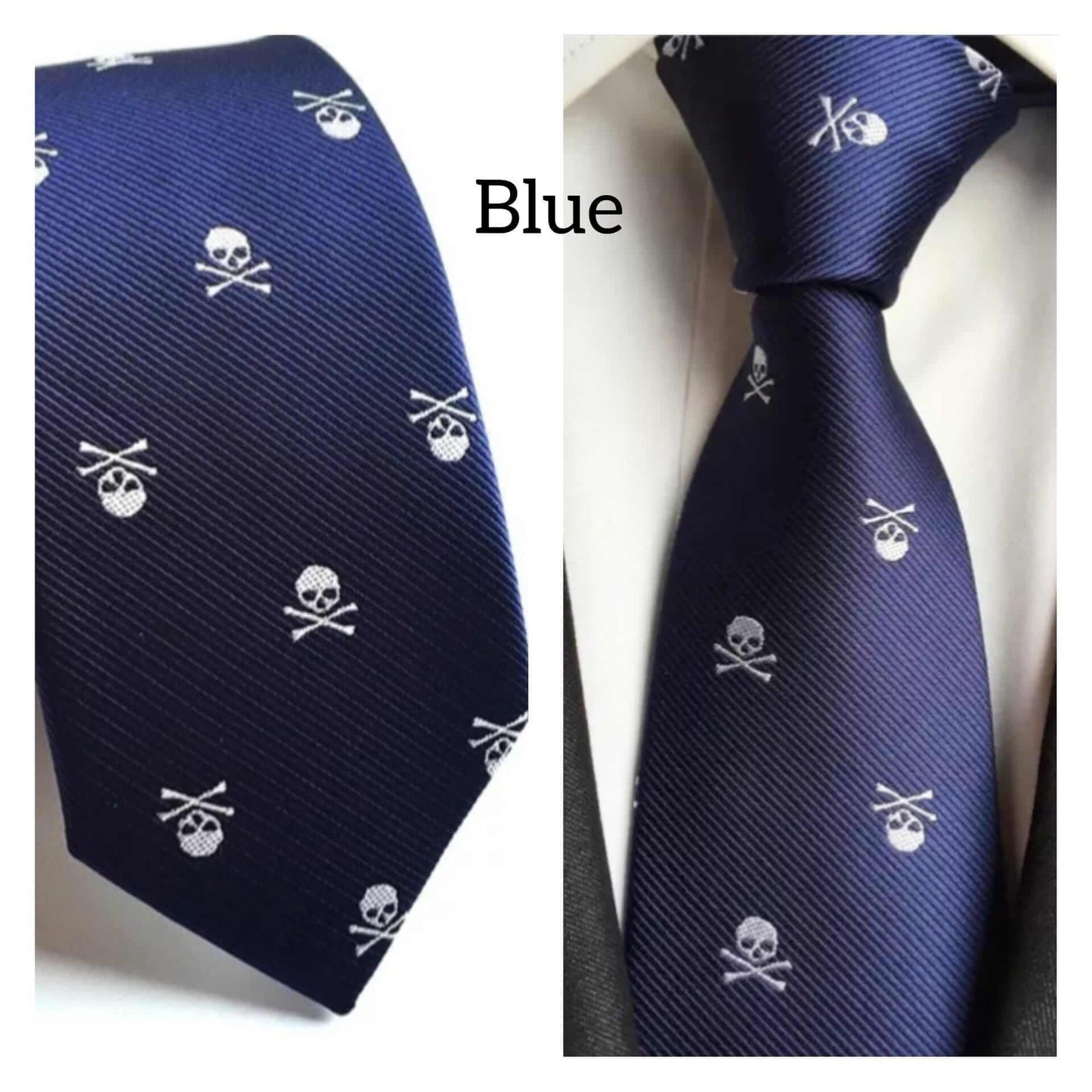 Skull Embroidered Silk Necktie Jacquard Woven High Quality - Guiding Lights Boutique