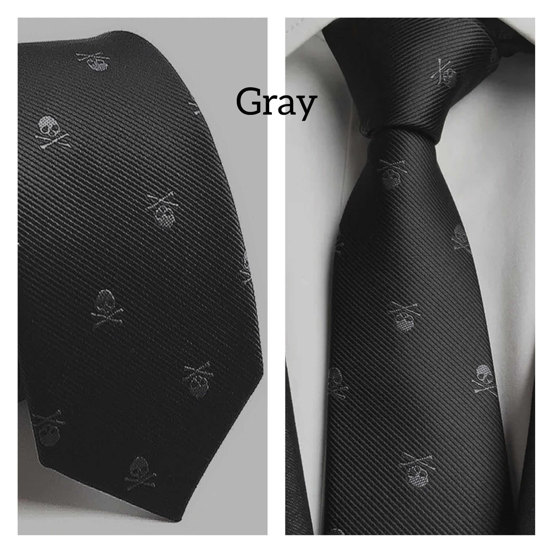 Skull Embroidered Silk Necktie Jacquard Woven High Quality - Guiding Lights Boutique