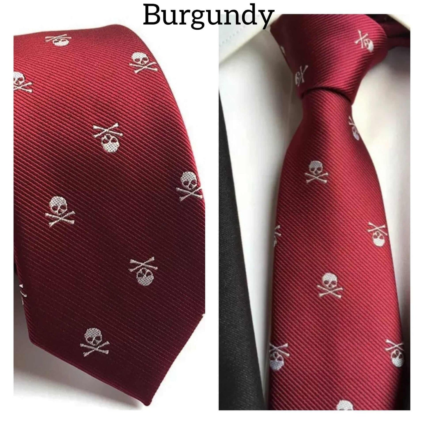 Skull Embroidered Silk Necktie Jacquard Woven High Quality - Guiding Lights Boutique