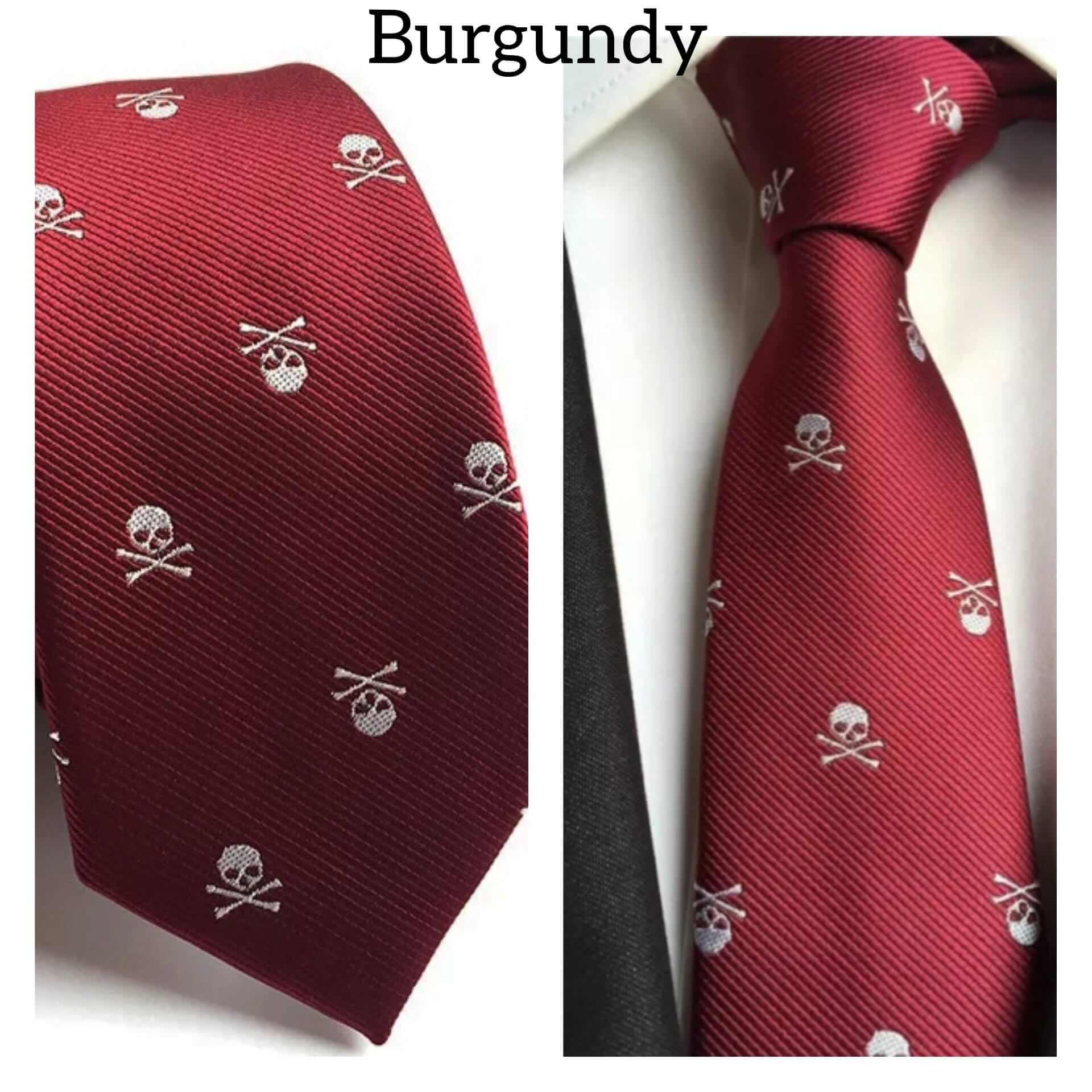 Skull Embroidered Silk Necktie Jacquard Woven High Quality - Guiding Lights Boutique