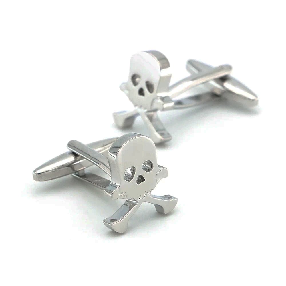  Silver metal skull cross bones shaped cufflinks- Guiding Lights Boutique