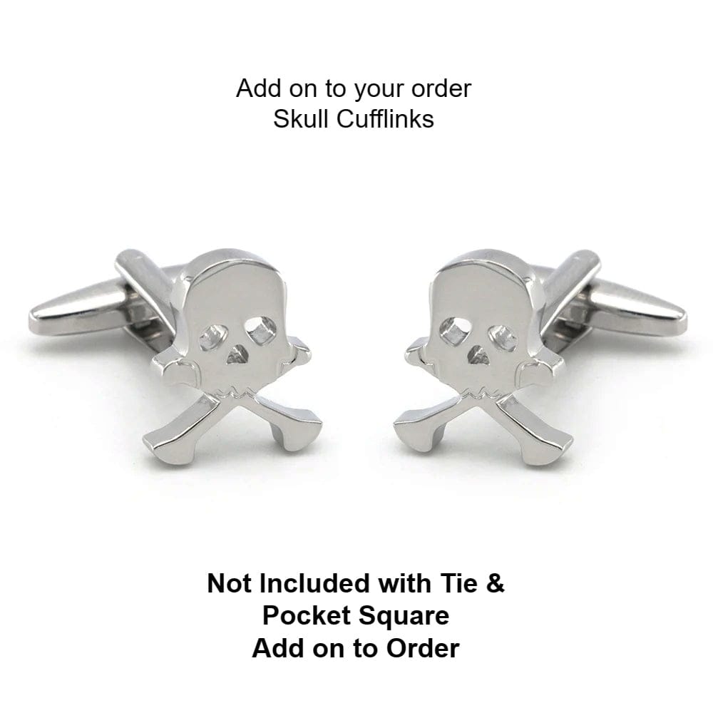 Silver metal skull cross bones shaped cufflinks- Guiding Lights Boutique