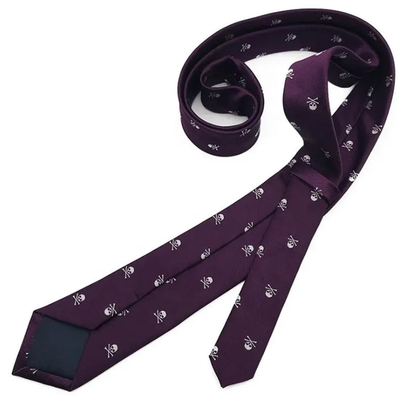  Skull Embroidered Silk Necktie Jacquard Woven High Quality - Guiding Lights Boutique