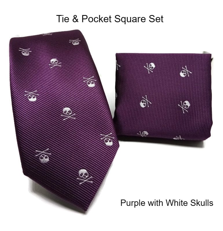 Purple Skull Embroidered Silk Necktie Jacquard Woven High Quality - Guiding Lights Boutique