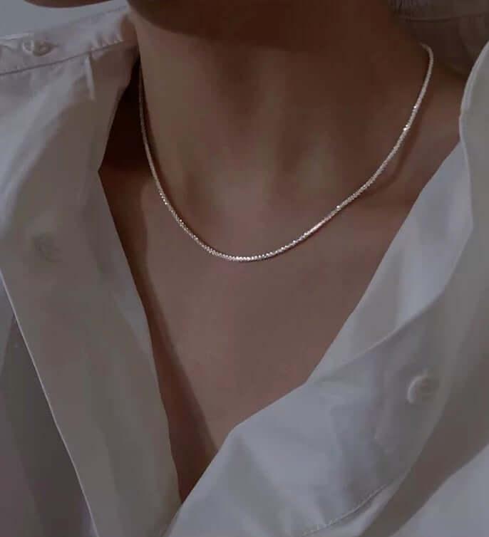 Sparkling Platinum Plated S925 Sterling Silver Clavicle Chain - Guiding Lights Boutique