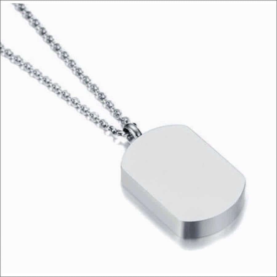 Stainless Steel Dog Tag Style Memorial Urn Necklace With Fill Kit - Guiding Lights Boutique