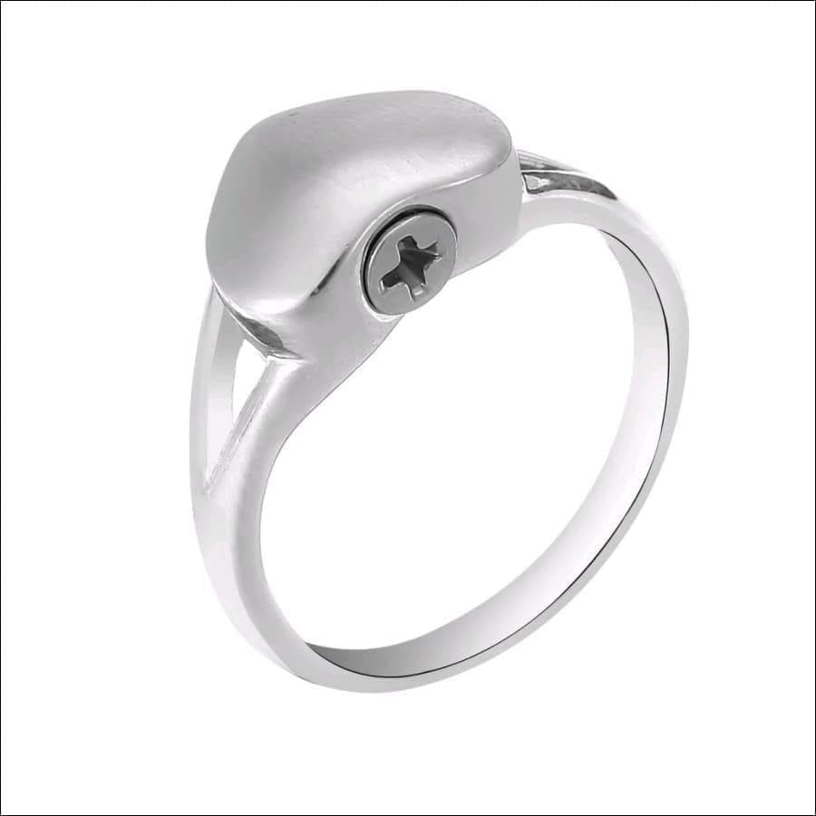 Stainless Steel Memorial Keepsake Simple Heart Cremation Urn Ring - Guiding Lights Boutique