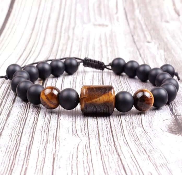 The Power Energy Bracelet Natural Tiger Eye and Black Onyx - Guiding Lights Boutique