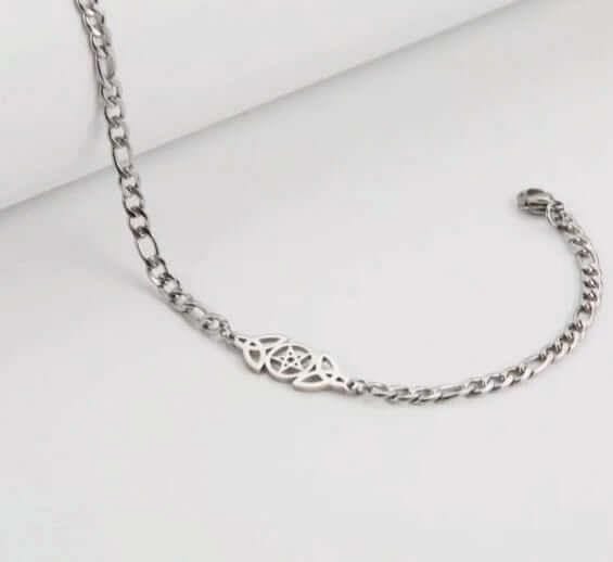 Triple Moon Pentagram Chain Bracelet Celtic Knot Pentacle Bracelet - Guiding Lights Boutique
