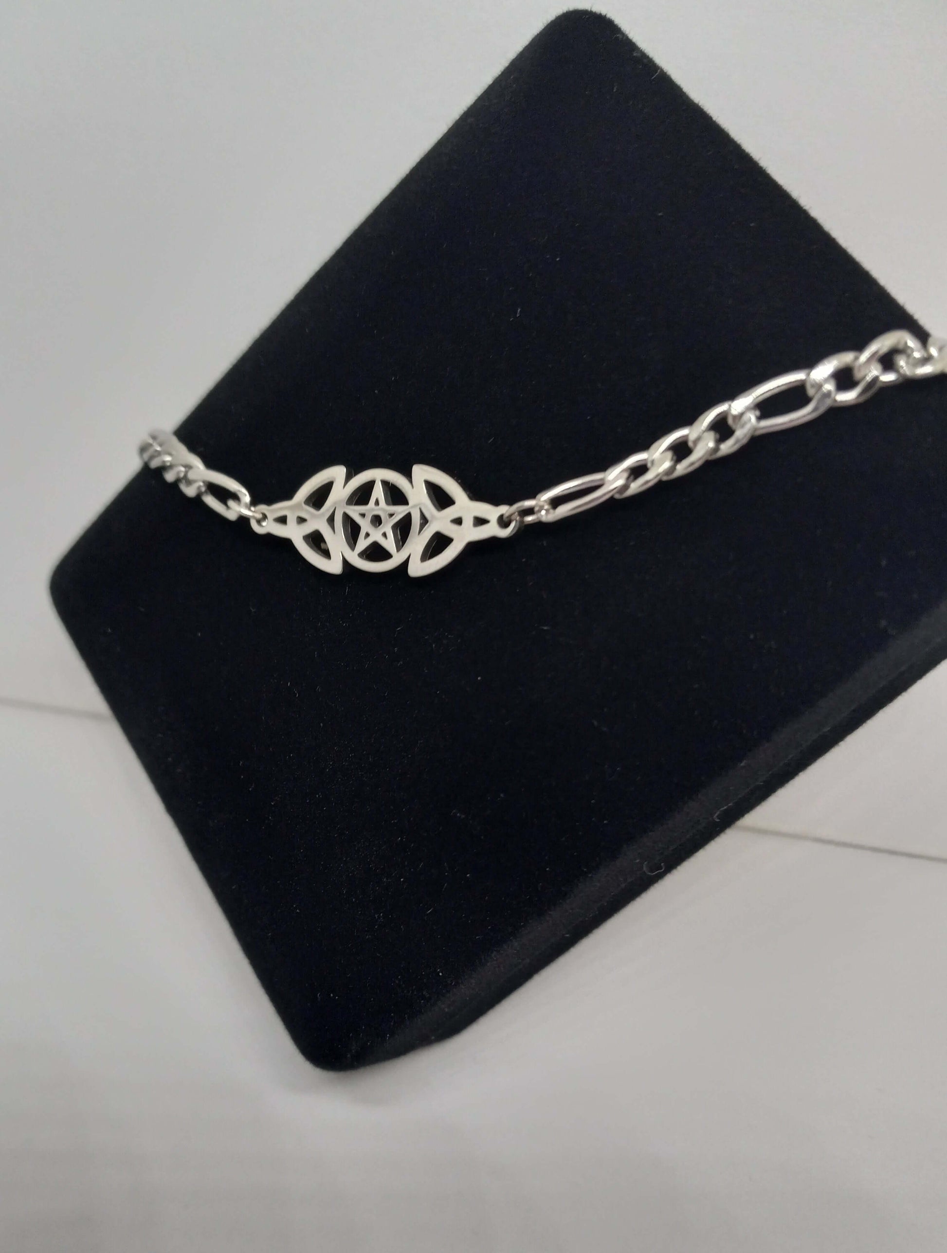 Triple Moon Pentagram Chain Bracelet Celtic Knot Pentacle Bracelet - Guiding Lights Boutique