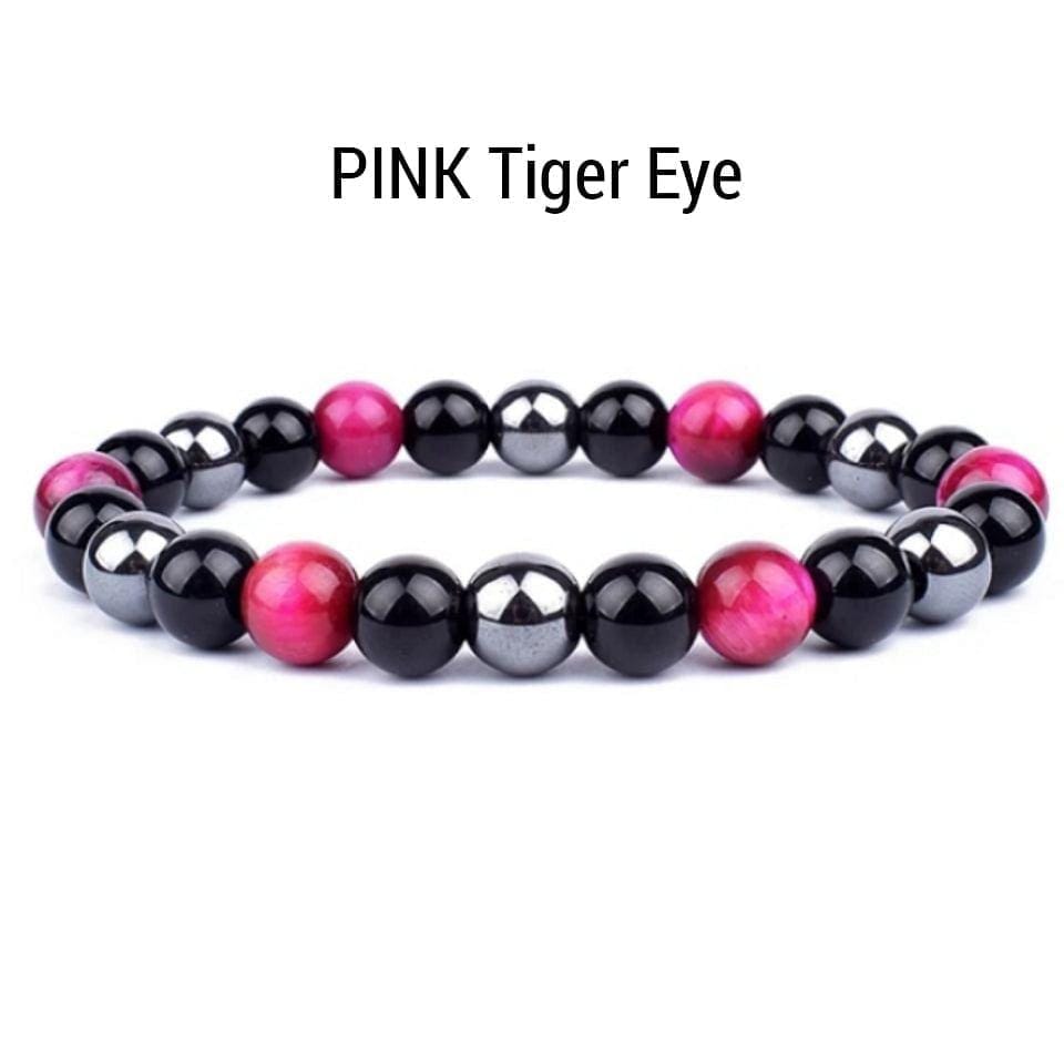 Triple Protection Bracelets 6mm Natural Crystals Tiger Eye, Obsidian, Hematite Power Balance Protect - Guiding Lights Boutique