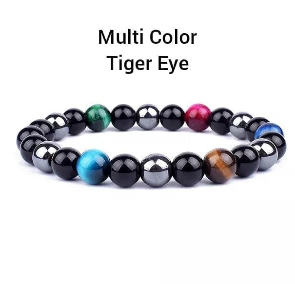 Triple Protection Bracelets 6mm Natural Crystals Tiger Eye, Obsidian, Hematite Power Balance Protect - Guiding Lights Boutique