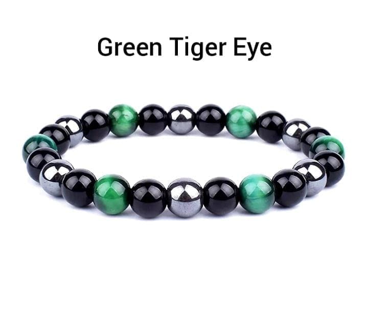 Triple Protection Bracelets 6mm Natural Crystals Tiger Eye, Obsidian, Hematite Power Balance Protect - Guiding Lights Boutique