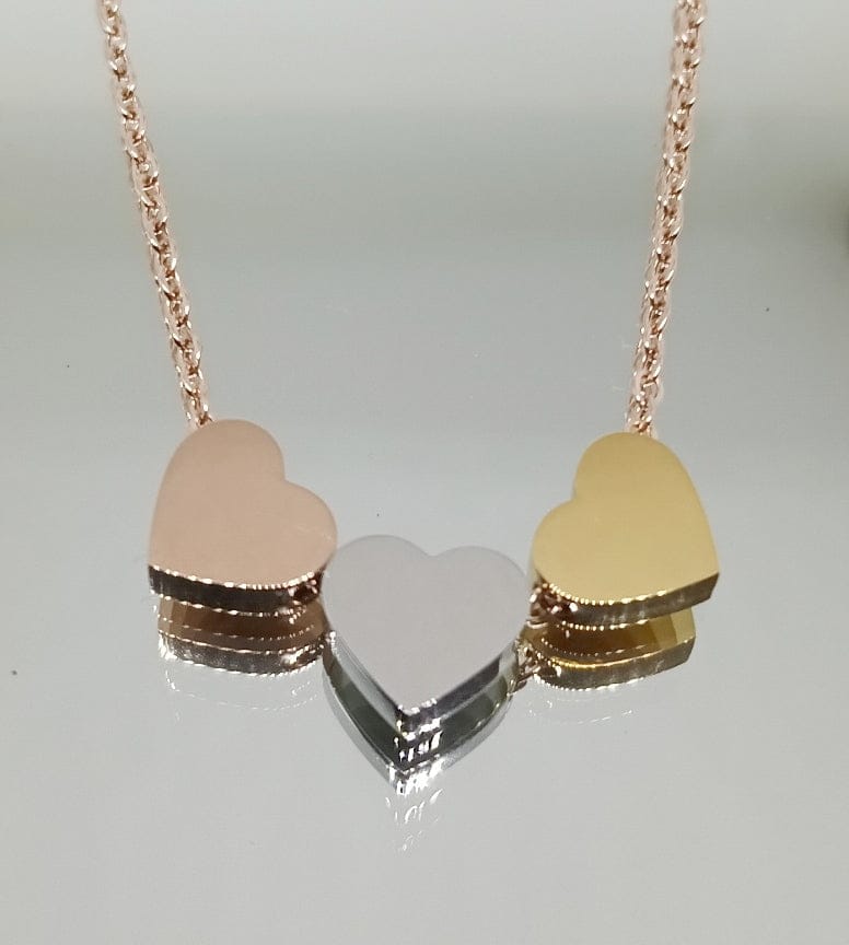 Stainless steel Triple Heart Necklace in Rose Gold Silver and Gold Triple Heart Necklace in Rose Gold Silver and Gold