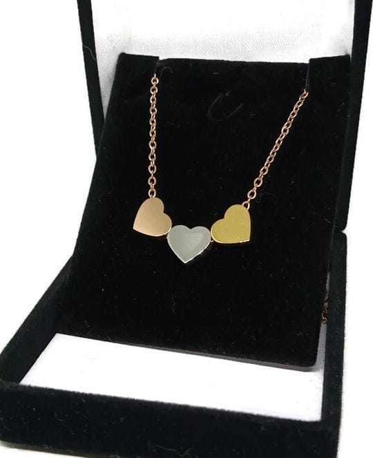 Stainless steel Triple Heart Necklace in Rose Gold Silver and Gold Triple Heart Necklace in Rose Gold Silver and Gold- Guiding Lights Boutique