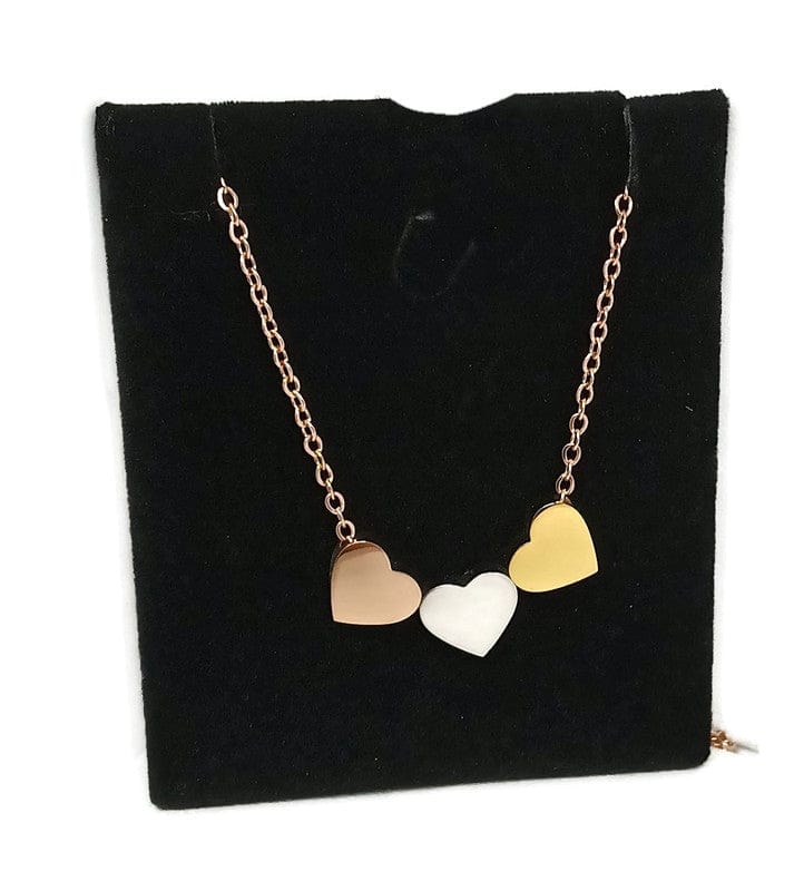 Stainless steel Triple Heart Necklace in Rose Gold Silver and Gold Triple Heart Necklace in Rose Gold Silver and Gold- Guiding Lights Boutique