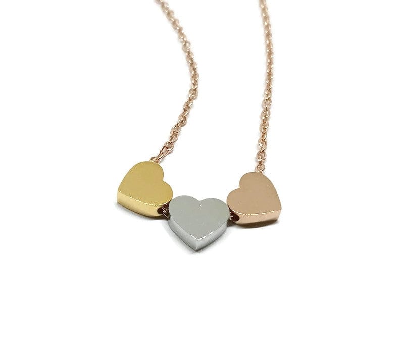 Stainless steel Triple Heart Necklace in Rose Gold Silver and Gold Triple Heart Necklace in Rose Gold Silver and Gold- Guiding Lights Boutique