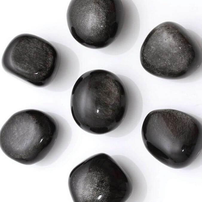 Tumbled Natural Silver Sheen Obsidian Crystal 2.5-3.5 cm Silver Flash Stone - Guiding Lights Boutique