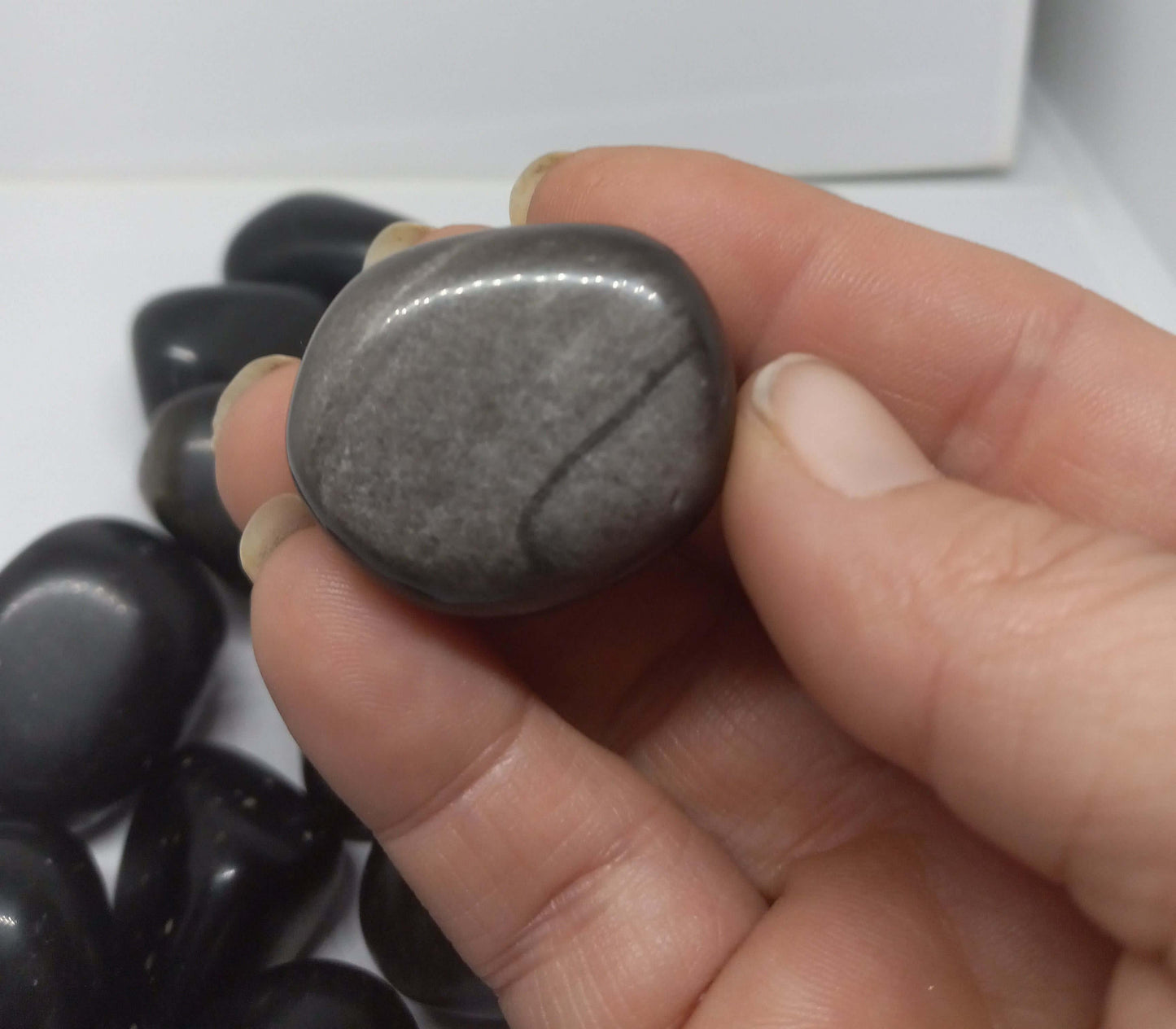 Tumbled Natural Silver Sheen Obsidian Crystal 2.5-3.5 cm Silver Flash Stone - Guiding Lights Boutique