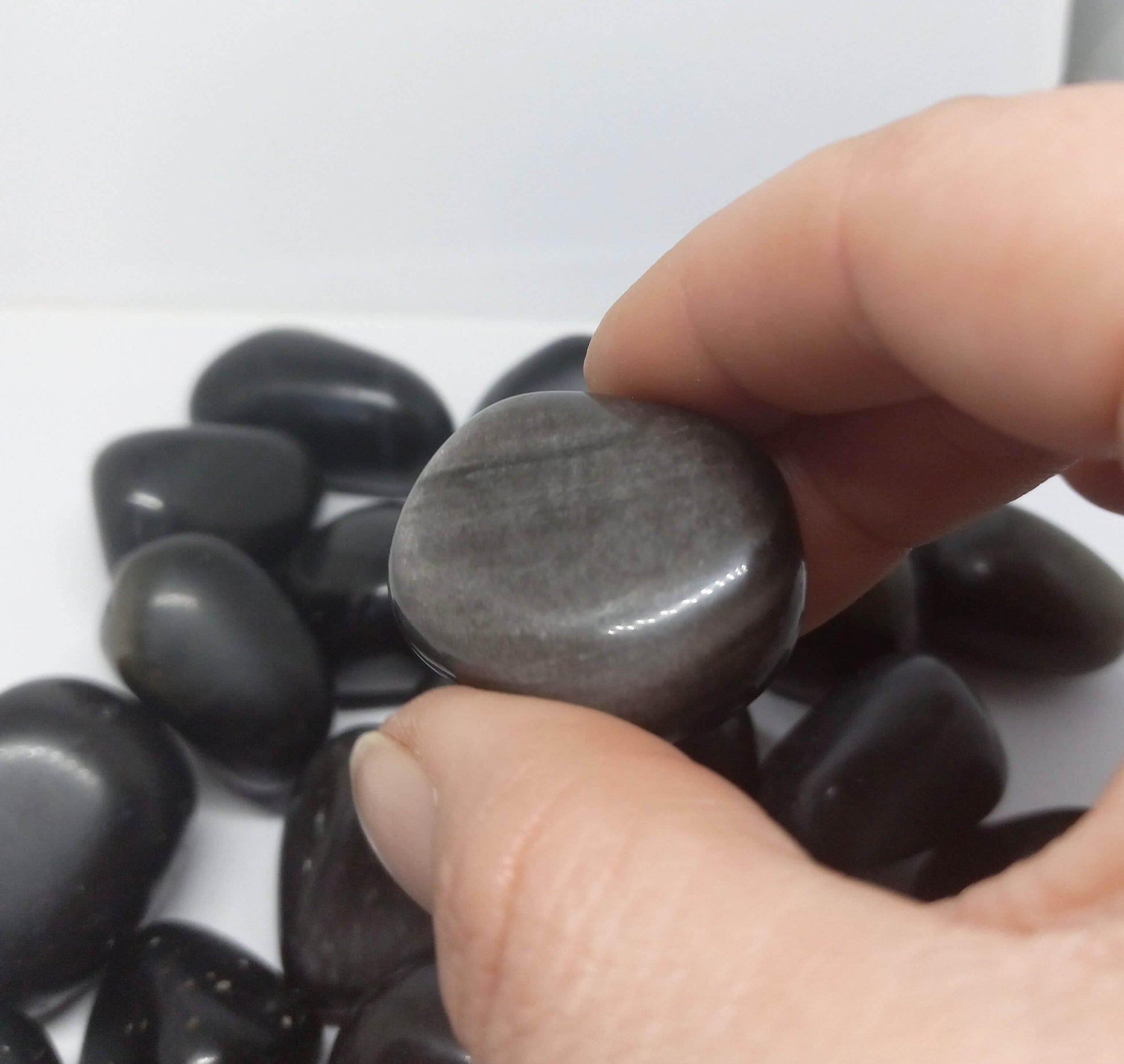 Tumbled Natural Silver Sheen Obsidian Crystal 2.5-3.5 cm Silver Flash Stone - Guiding Lights Boutique