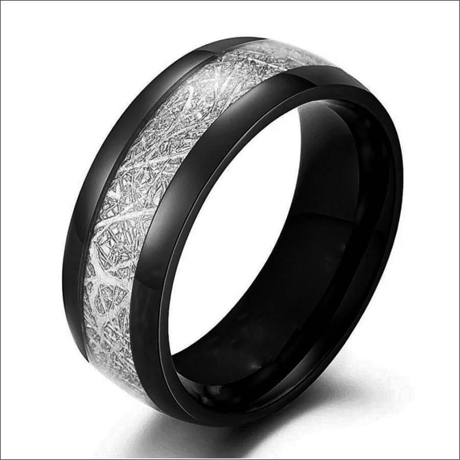 Tungsten Meteorite Ring in Blue, Black, Silver Tungsten Carbide Ring - Guiding Lights Boutique