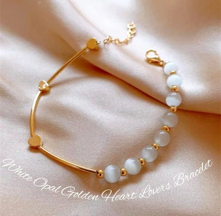 White Opal Golden Heart Calming Bracelet - Guiding Lights Boutique
