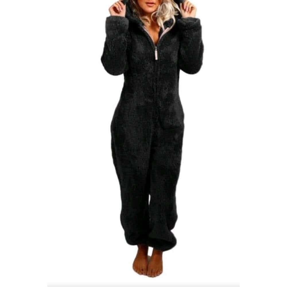Woman's Soft Onesie Thick Zip Up Hooded Long Sleeve Onesie Pajamas Jumpsuit - Guiding Lights Boutique