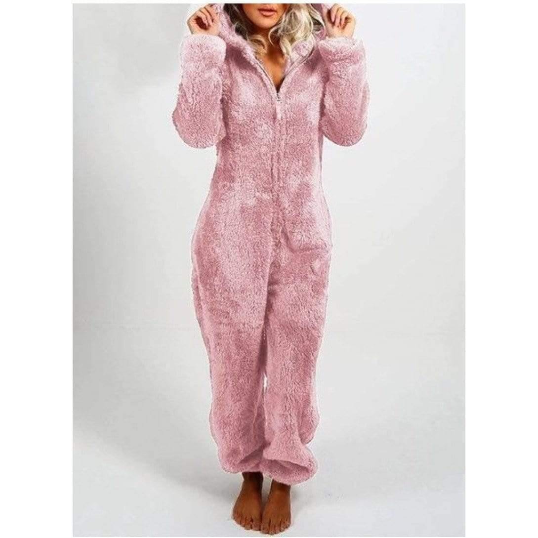 Woman's Soft Onesie Thick Zip Up Hooded Long Sleeve Onesie Pajamas Jumpsuit - Guiding Lights Boutique